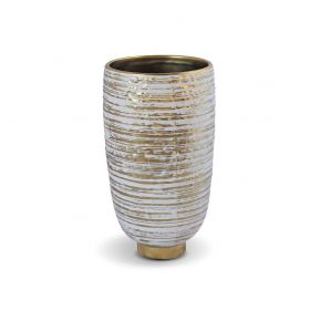 VASE DECO MOROIKA ROUNDY GOLD WHITE D17X30.5CM