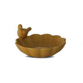 OBJECT DECO DAISY & BIRD YELLOW 16X15X7CM