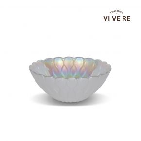 DECO BOWL RAYYA S GLASS WHITE D15X6CM