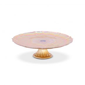 CAKE STAND KEFYRA GLASS GOLD D34X12CM