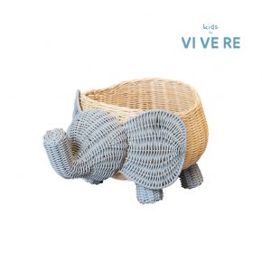 KIDS BASKET ELEPHANT NATURAL GRAY 