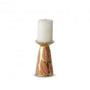 PILLAR CANDLE HOLDER REIKO LARGE GOLD LIGHT RED 10X18CM