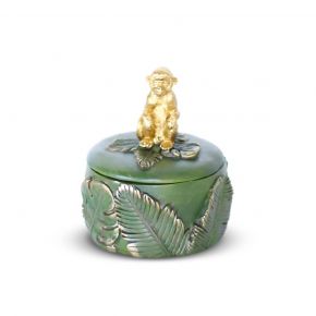 JEWL DISH MONKEY GREEN GOLD 12X13CM