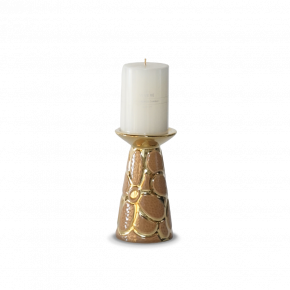 PILLAR CANDLE HOLDER REIKO LARGE GOLD LIGHT BROWN 10X18CM