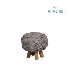 KIDS STOOL WICKER ROUNDY GRAY D39X36 