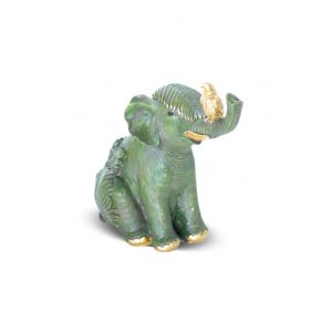 OBJECT DECO ELEPHANT BIRD GREEN 18X10X17CM