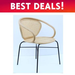 DISPLAY SALE - LEA ARM CHAIR NATURAL METAL BLACK