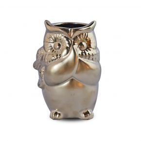 VASE DECO OWL FOLD SILVER GOLD 12.5X10X17CM