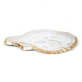 DECO PLATE FISH DIMONA CLEAR GOLD 26X16.5X3CM