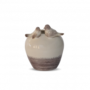VASE DECO UMARU TWO BIRDY WHITE GRAY 19X22CM