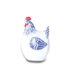 OBJECT DECO CHICKEN FEMALE WHTIE BLUE 13X6X17CM