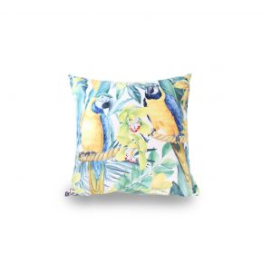 CUSHION COVER TWO BIRD YELLOW BLUE 45X45CM