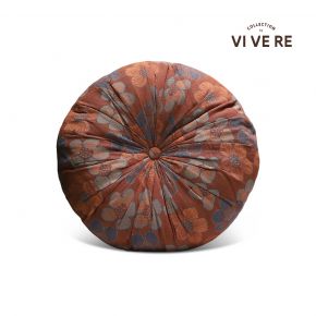 CUSHION COVER ROUND PRABA WITH INSERT DARK RED D40CM