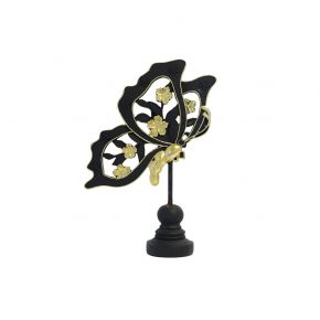 OBJECT DECO BUTERFLY CARVING BLACK GOLD 27X37CM