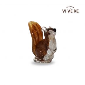 OBJECT DECO SQUIRREL GLASS BROWN WHITE 8X6X10CM