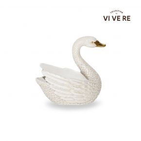 OBJECT DECO SWAN WHITE 19.5X12.5X19CM