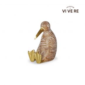 OBJECT DECO BIRD SIT WHITE GOLD 11.3X7X14CM