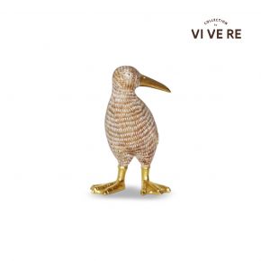 OBJECT DECO BIRD STAND WHITE GOLD 9X11X18CM