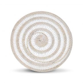 PLACEMAT ROUND RATTAN WHITE CREAM D35CM