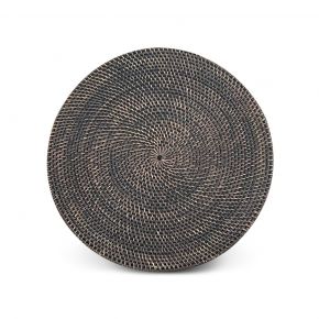 PLACEMAT ROUND RATTAN BLACK CREAM D35CM