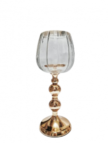 HURRICANE CANDLE HOLDER KALILA LARGE CLEAR GOLD D14X37CM
