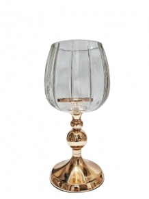 HURRICANE CANDLE HOLDER KALILA MEDIUM CLEAR GOLD D14X30CM