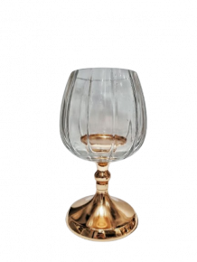 HURRICANE CANDLE HOLDER KALILA SMALL CLEAR GOLD D14X26CM