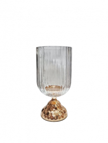 HURRICANE CANDLE HOLDER KARA MEDIUM CLEAR GOLD D15X29CM