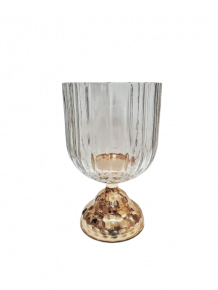 HURRICANE CANDLE HOLDER KARA SMALL CLEAR GOLD D15X24CM