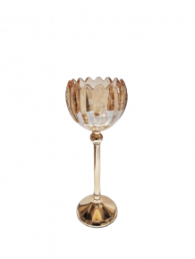HURRICANE CANDLE HOLDER KAVITA LARGE CLEAR GOLD D13X35CM
