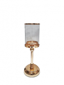 HURRICANE CANDLE HOLDER KYRA MEDIUM CLEAR GOLD D13X35CM