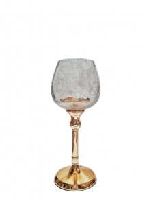 HURRICANE CANDLE HOLDER KAMALA SMALL CLEAR GOLD D13X30CM