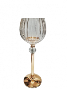 HURRICANE CANDLE HOLDER KIYOKO LARGE CLEAR GOLD D13X40CM