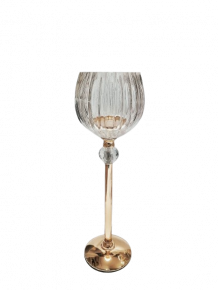 HURRICANE CANDLE HOLDER KIYOKO MEDIUM CLEAR GOLD D13X35CM