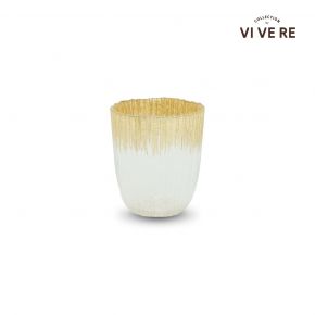 MUG FLAVIA GLASS CLEAR GOLD D9X10CM