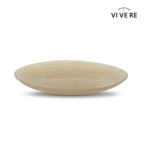 DECO PLATE CELINE GLASS WHITE BROWN D32X2CM