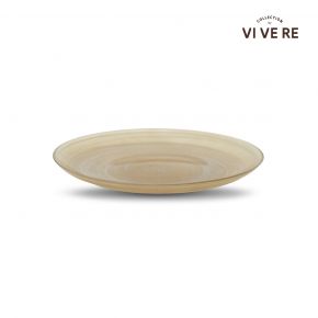 DECO PLATE CELINE GLASS WHITE BROWN D27X2CM