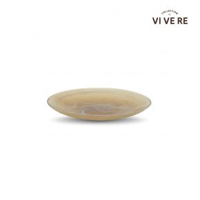 DECO PLATE CELINE GLASS WHITE BROWN D21X2CM