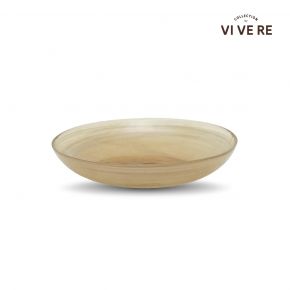 DECO PLATE CELINE GLASS WHITE BROWN D22X4CM