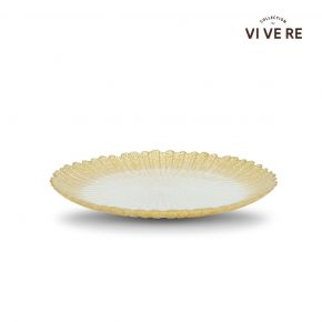 DECO PLATE FLAVIA GLASS CLEAR GOLD D27X3CM