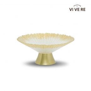 CAKE STAND FLAVIA GLASS CLEAR GOLD D33X14.5