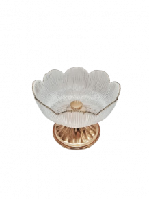 DECO BOWL KAMANIYA WITH LEG CLEAR GOLD D20X14.5CM