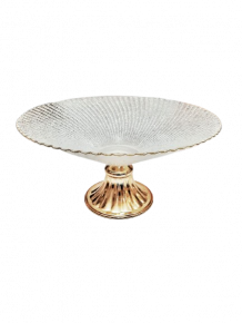 DECO BOWL KALYNA WITH LEG CLEAR GOLD D30X16CM
