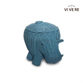 KIDS BASKET RHINO WITH LID BLUE