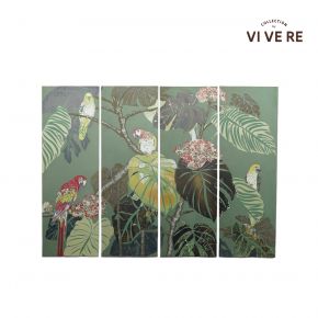 WALL DECO SET4 PARROTS TREE GRE 160X120CM