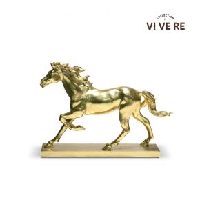 OBJECT DECO HORSE GOLD 33.5X9X23CM