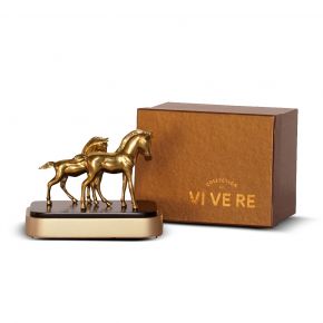 CULTURE FREE STAND TWO HORSES 18x14CM​ W/ GIFT BOX