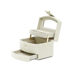 JEWELRY BOX GINA W/STRAP GRAY BEIGE 16X13X11.5CM