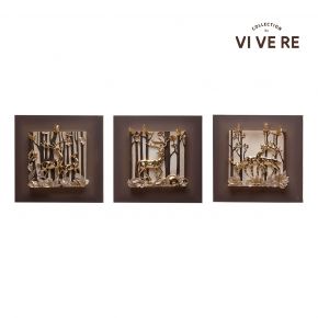 WALL DECO DEER FOREST GOLD 180X60CM