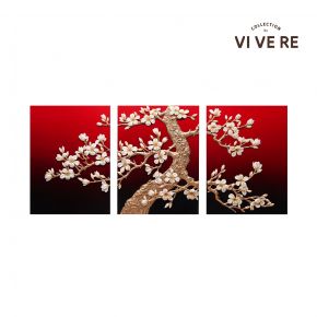 WALL DECO MEIHUA FLOWER RED BLACK WHITE 240X60CM